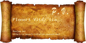 Plenert Vitália névjegykártya